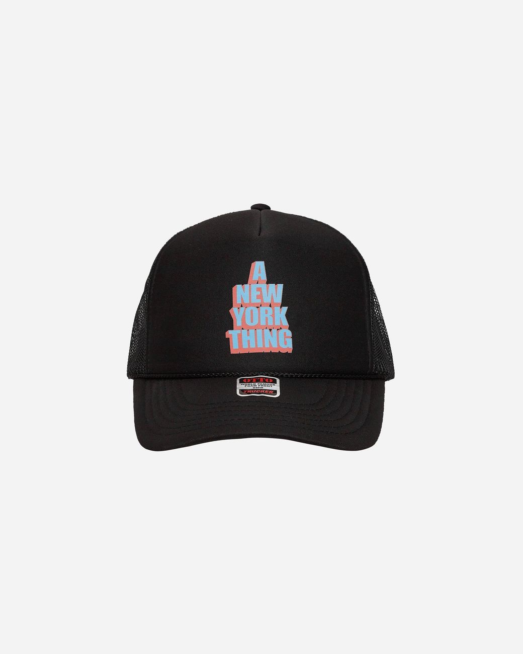 Anything Black Stacked Trucker Hat for men