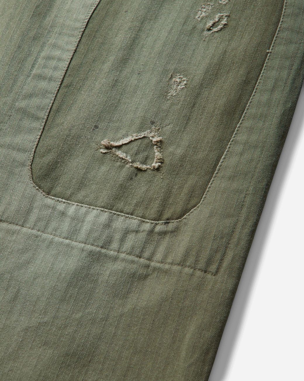 Kapital Green Men S Herringbone Fatigue baggy Pants (rushfiled Remake) Khaki for men