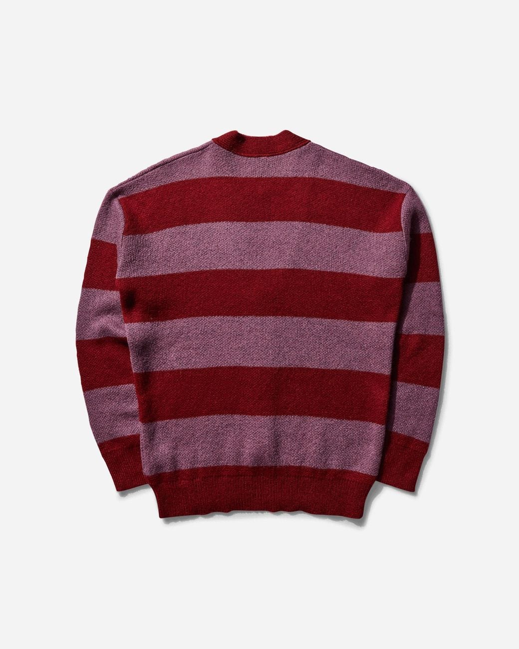 No Problemo Red Striped Mohair Oversized Cardigan Burgundy for men