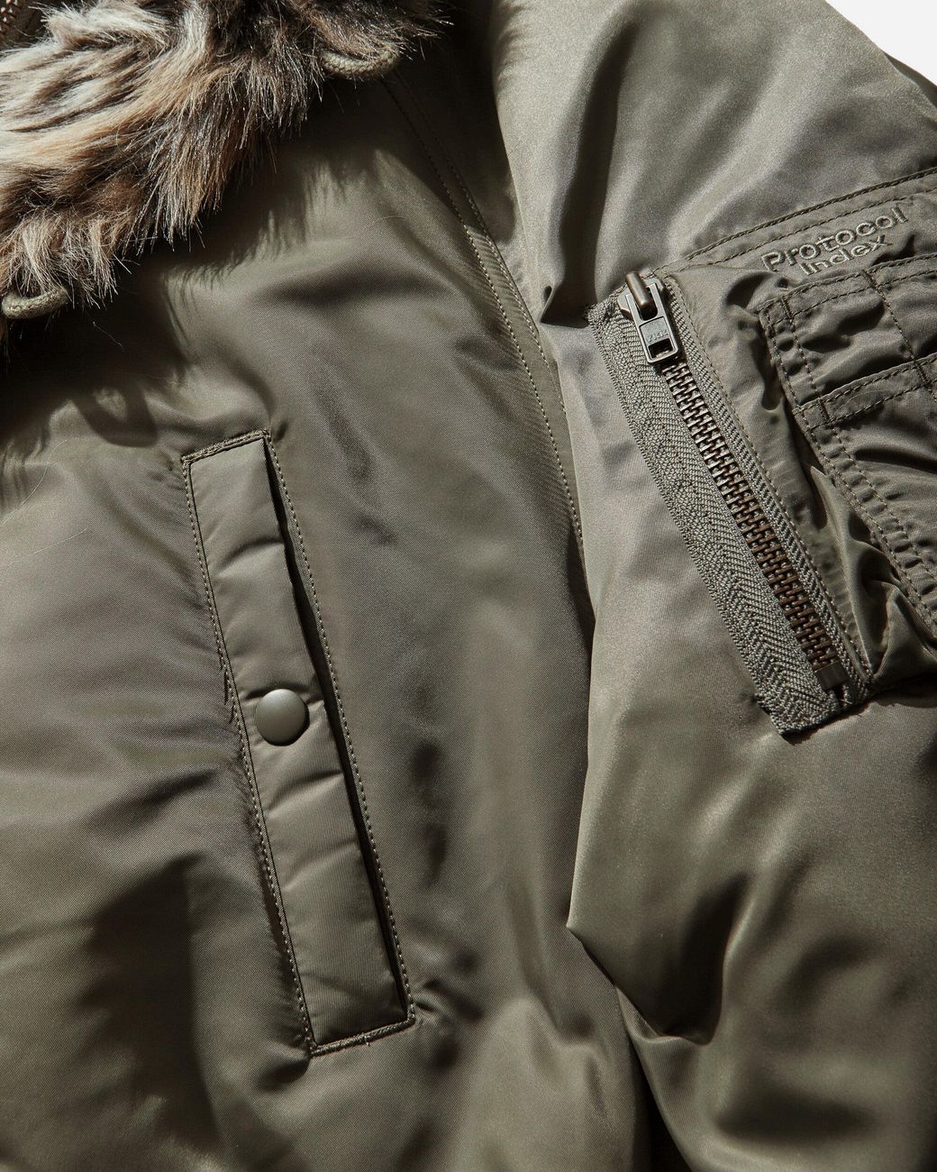 Protocol Index Exaggerated Shoulder Fur N2B Jacket in Green for