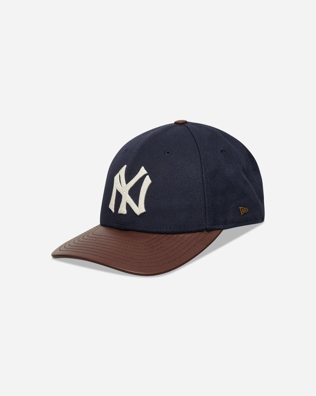 KTZ Blue Yankees Mlb Leather Visor 9forty M-crown Adjustable Cap Dark Brown for men