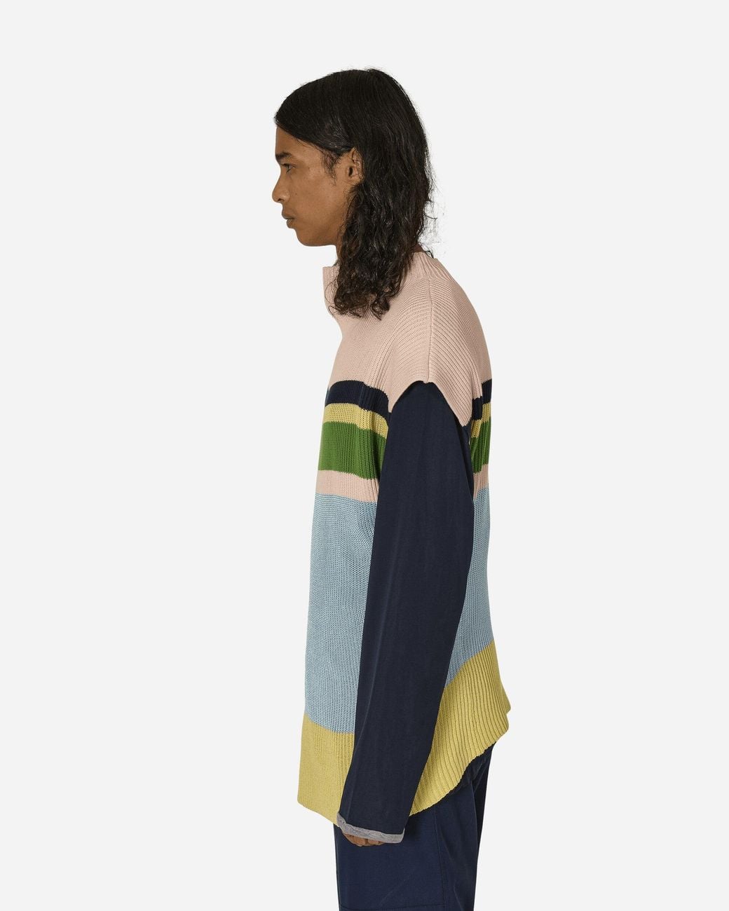 Kiko Kostadinov Blue Essick Stripe Short Sleeve Sweater Sky for men