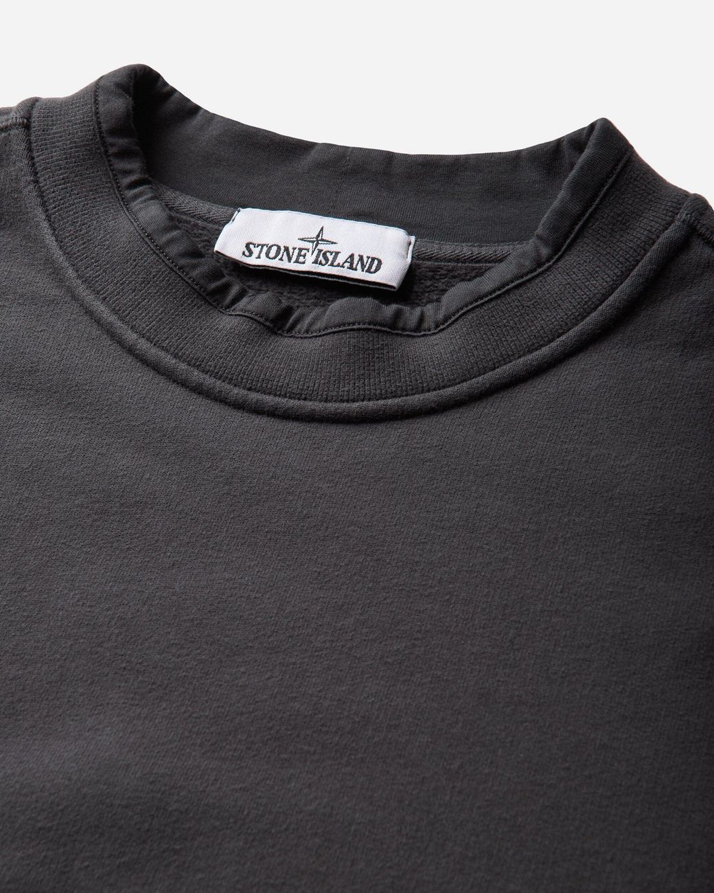 Stone Island Black Organic Cotton Fleece Crewneck Sweatshirt Lead for men
