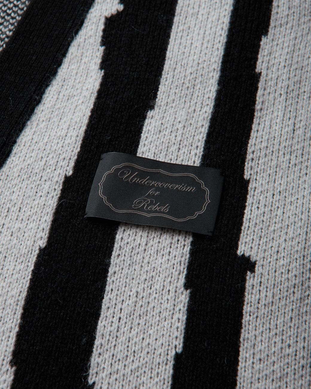 Undercover Men S Jacquard Wool Cardigan Black Stripe for men
