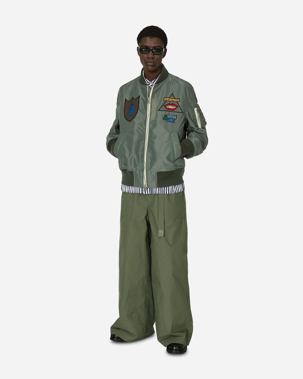 Sacai Gonz Nylon Twill Bomber Jacket Khaki in Green for Men Sacai Gonz Nylon Twill Bomber Jacket Khaki in Green for Men