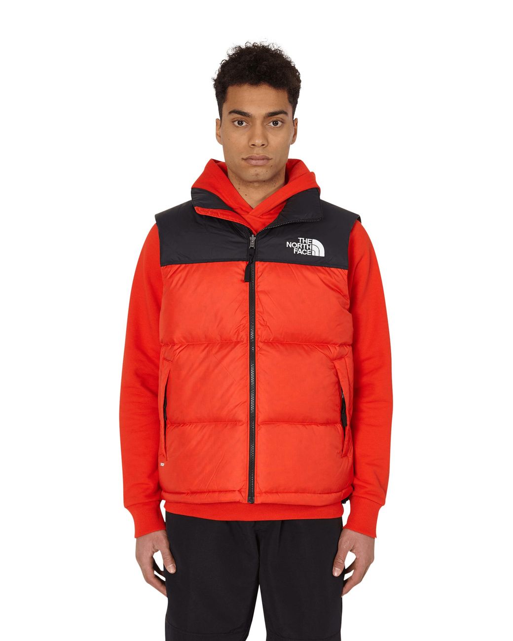 Red north face on sale vest