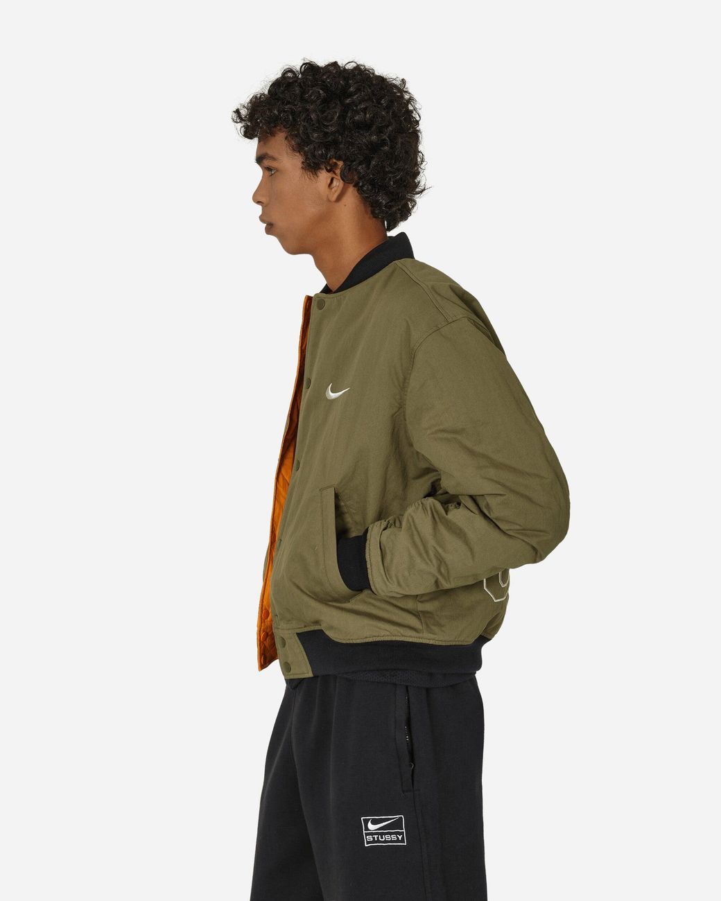 ★NIKE★Nike x Stussy Reversible Jacket Medium Olive★関税込 Stussy x Nike Reversible Varsity Jacket Medium Olive/Bright
