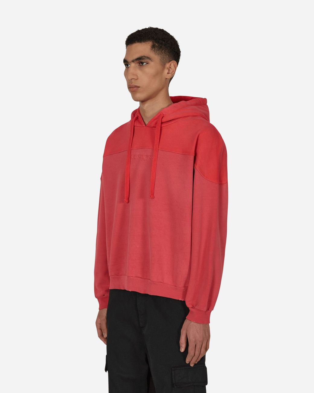 Guess Red Two Tone Hooded Sweatshirt for men