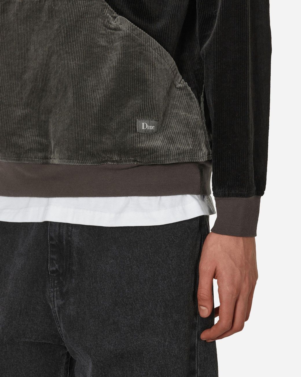 Dime Black Wave Corduroy Hoodie Charcoal for men