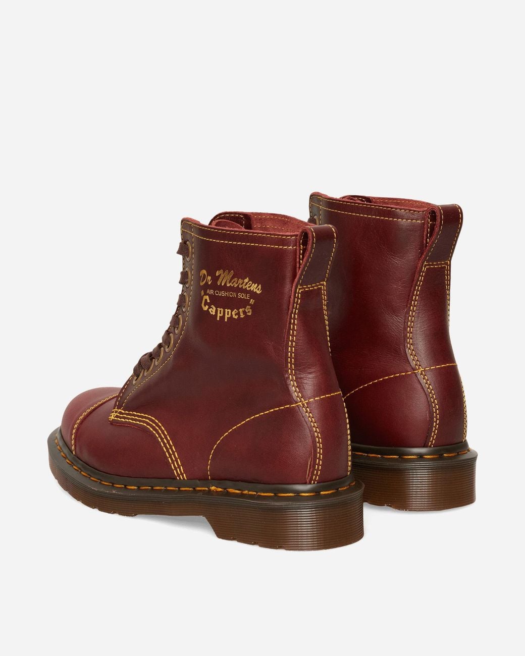 Dr. Martens Brown 1460 Cappers Classic Calf Leather Lace Up Boots Burgundy for men
