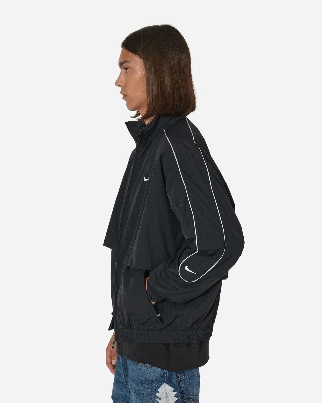 Nike Sportswear Solo Swoosh Woven Tracksuit Jacket in Black for
