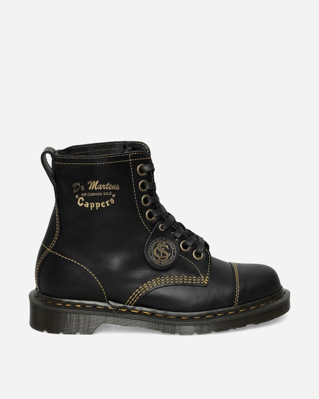 Dr. Martens Black 1460 Cappers Classic Calf Leather Lace Up Boots for men