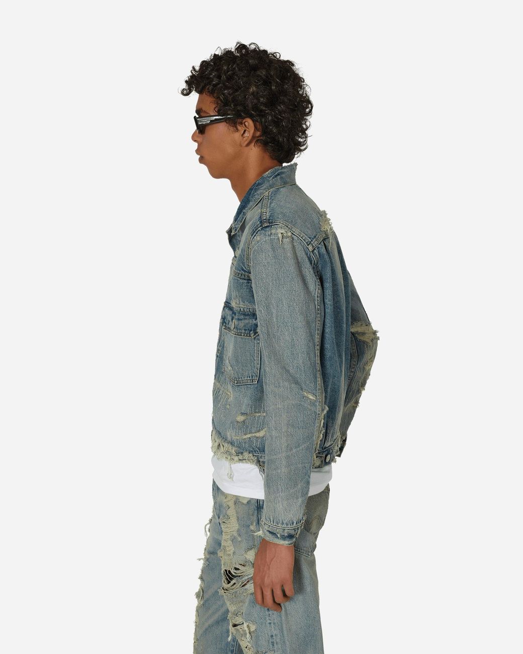 KENZO Levi's® Type Ii Distressed Denim Jacket Stone Dirty in Blue