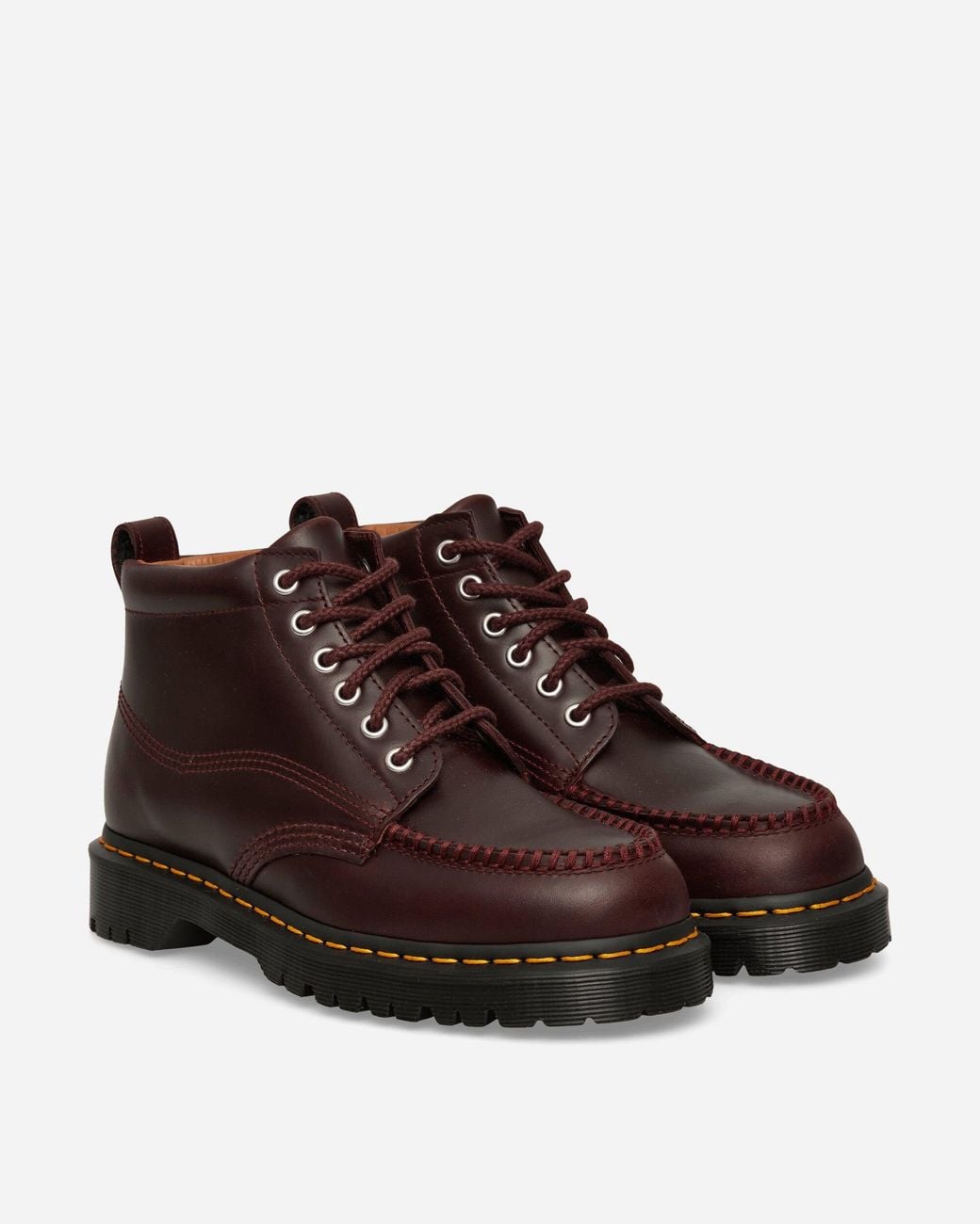 Dr. Martens Brown Lowell Chukka Moc Toe Leather Ankle Boots Spiced for men