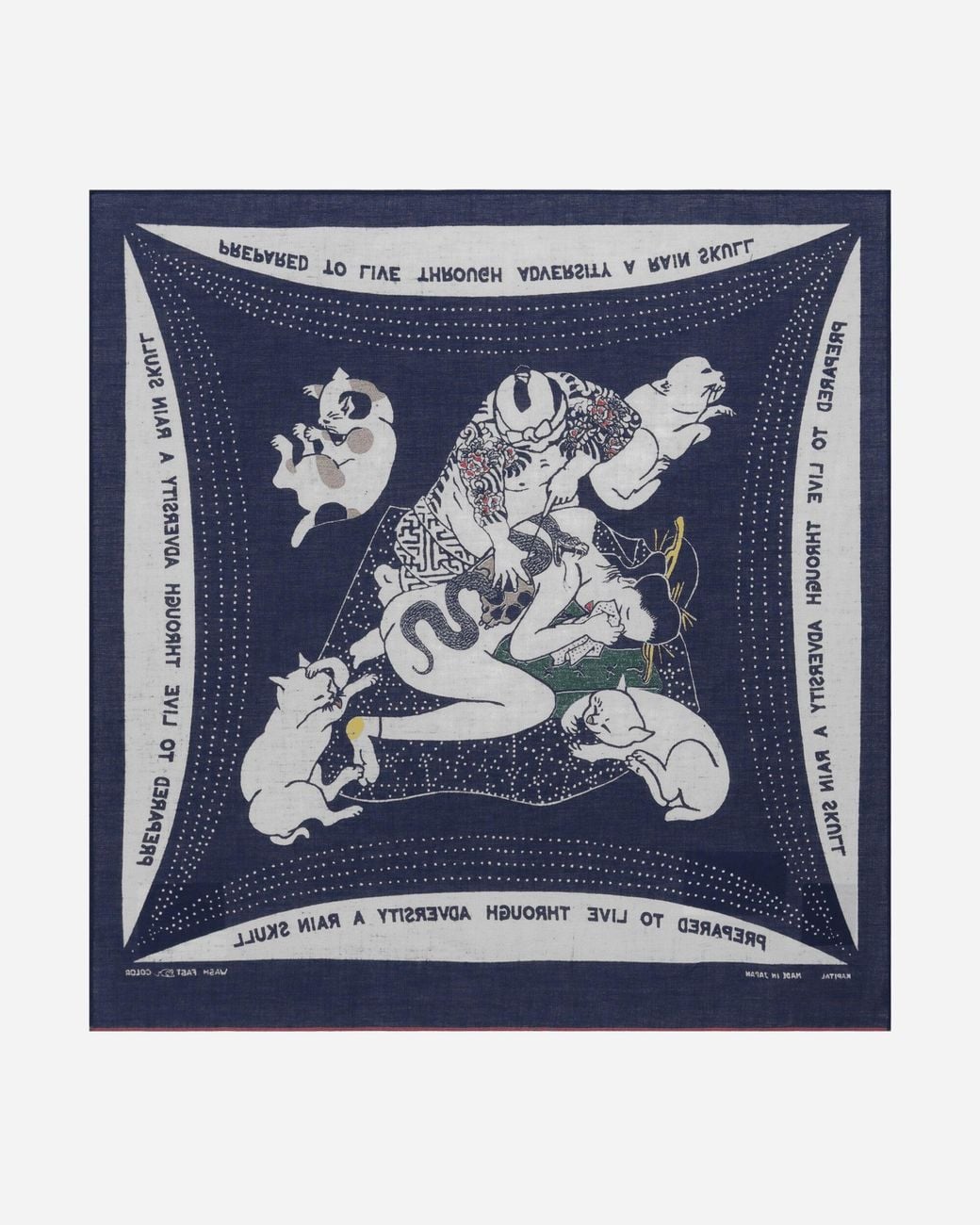 Kapital Blue Fastcolor Selvedge Bandana (Rainskull No No Cry) for men