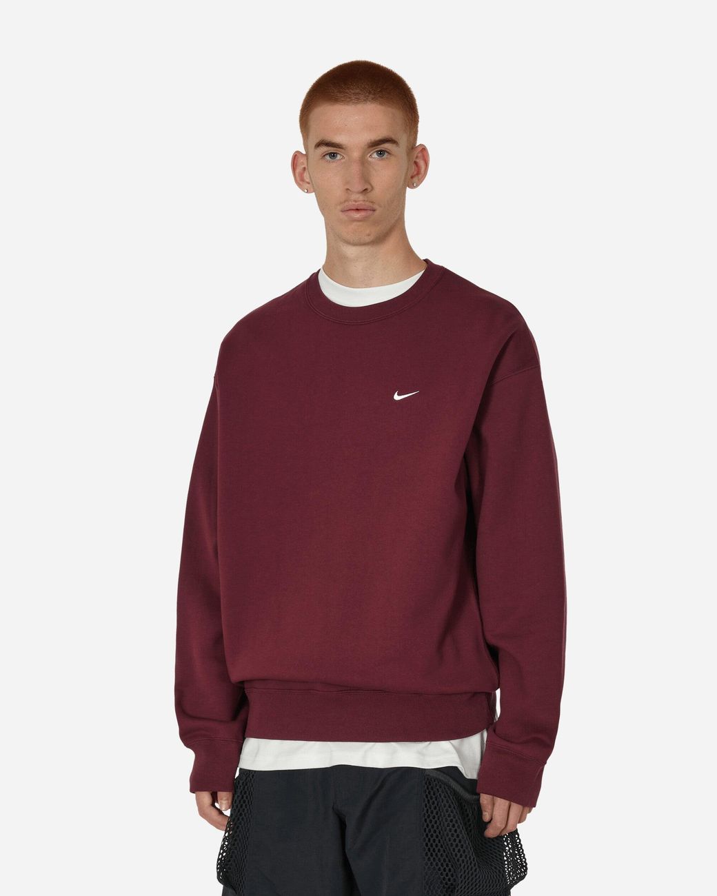 Nike Solo Swoosh Crewneck Sweatshirt Night Maroon in Red for Men | Lyst