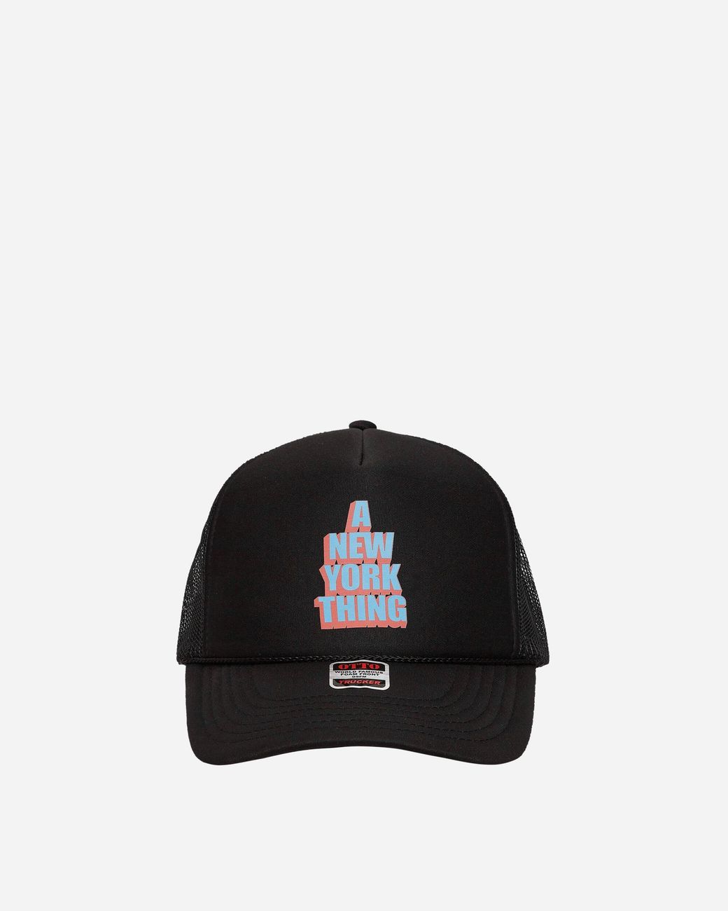 Anything Black Stacked Trucker Hat for men