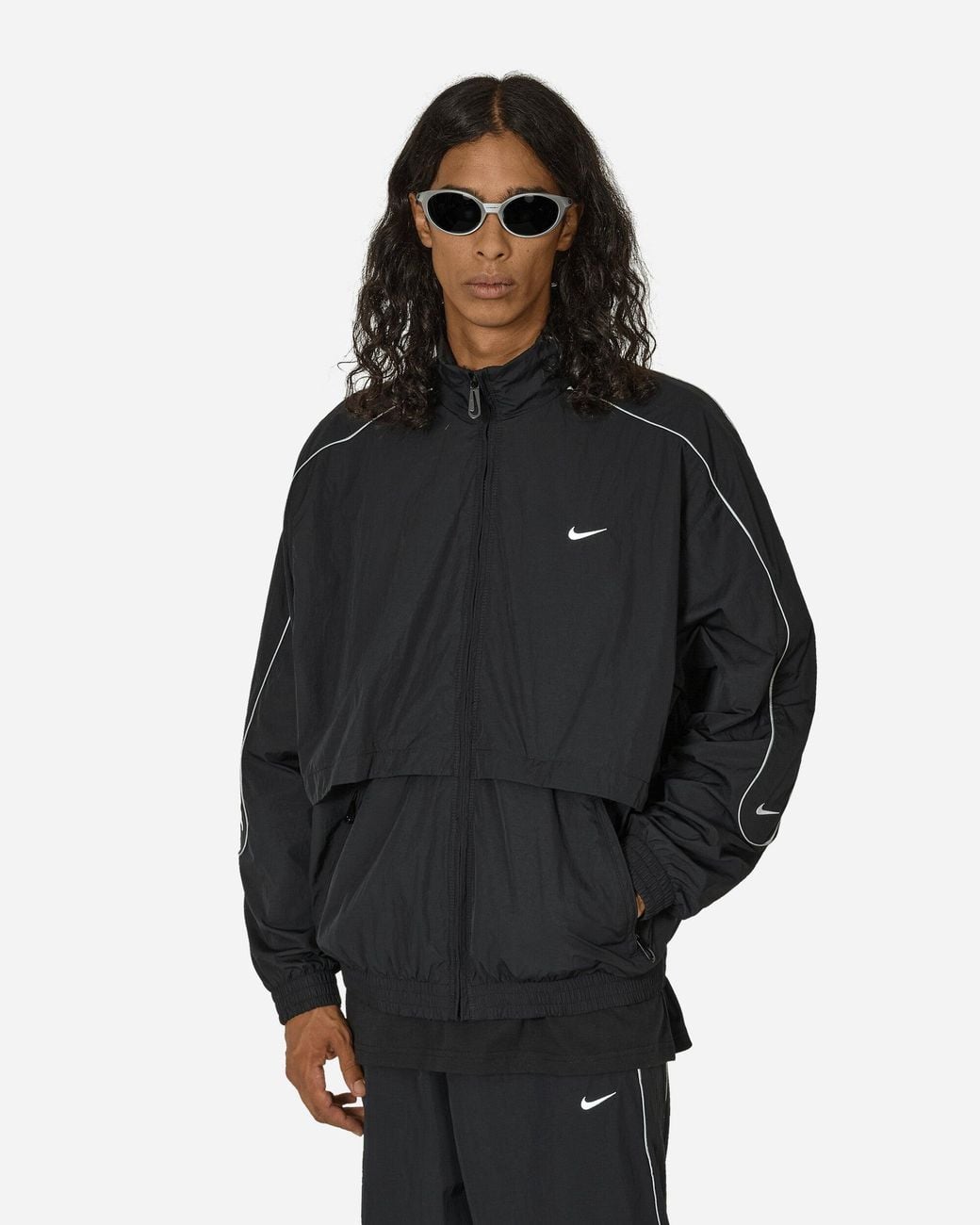 Nike Solo Swoosh Woven Track Jacket in Black for Men | Lyst
