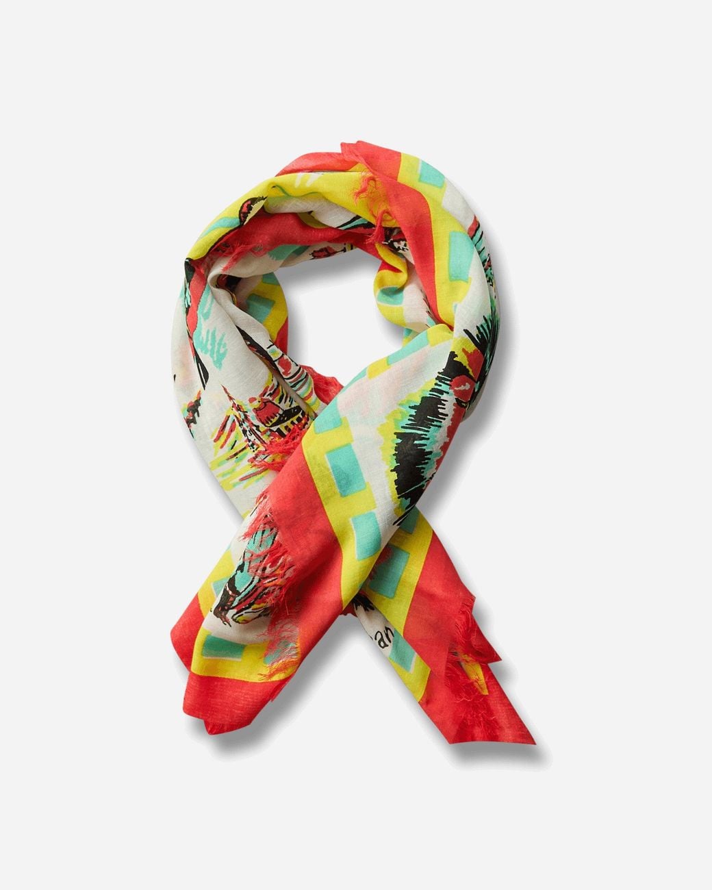 Kapital White Rayon Fringe Stole (yukon Life Map) Ecru for men