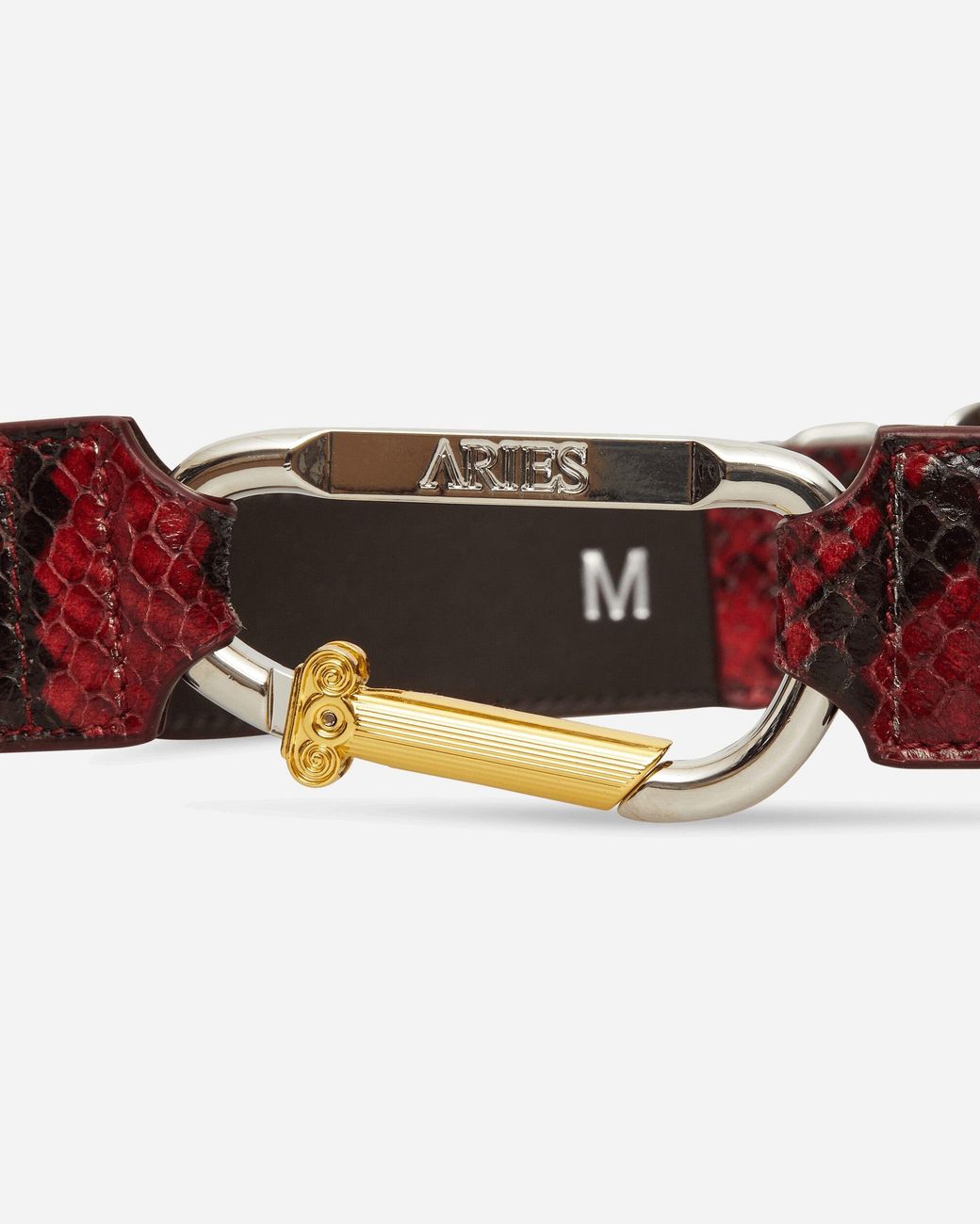Aries White Snake Print Leather Mazzo Belt for men