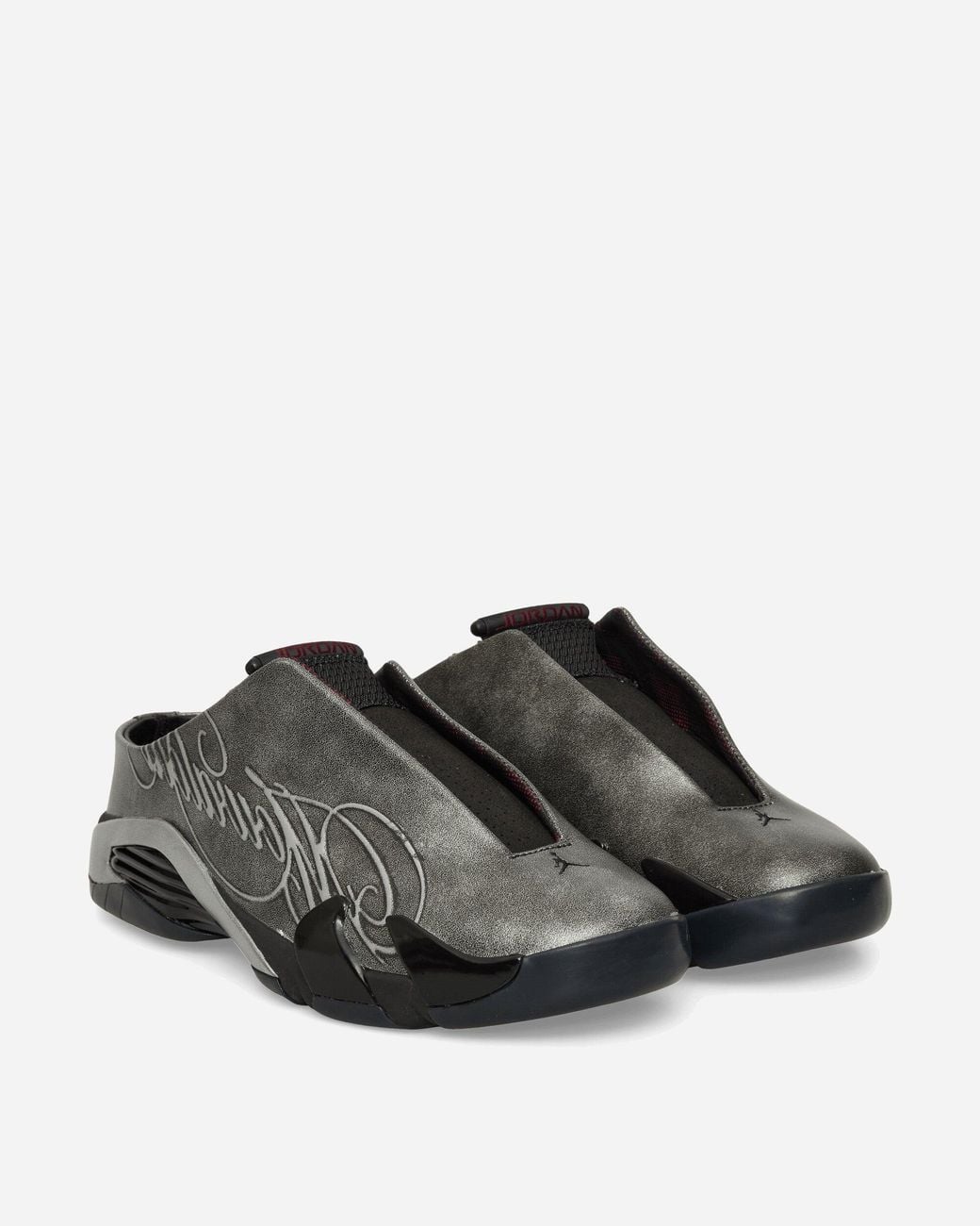Nike Gray Mowalola Air Jordan 14 Retro Mules / Metallic Silver for men