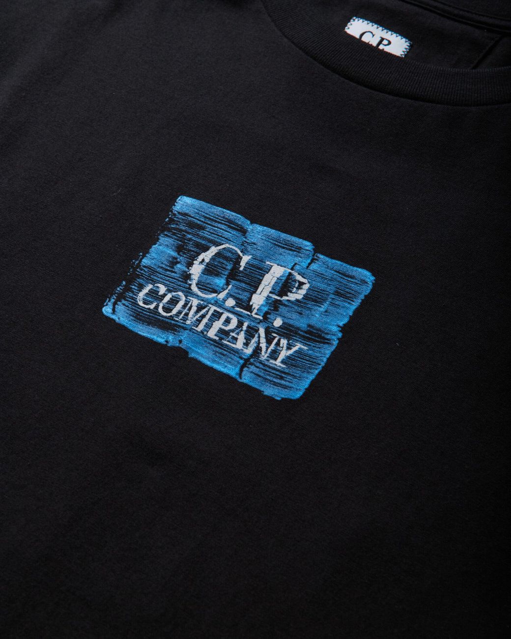 C P Company Black Men S 30/1 Jersey Logo T-shirt for men
