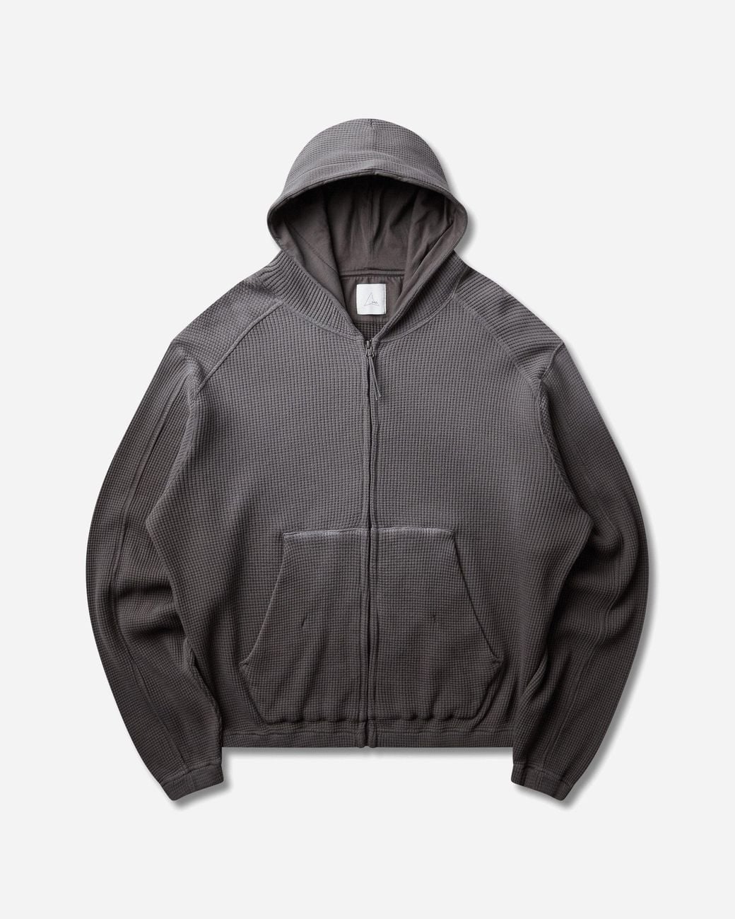 Roa Gray Bee Sun Faded Organic Waffle Zip-Up Hoodie Graphite for men