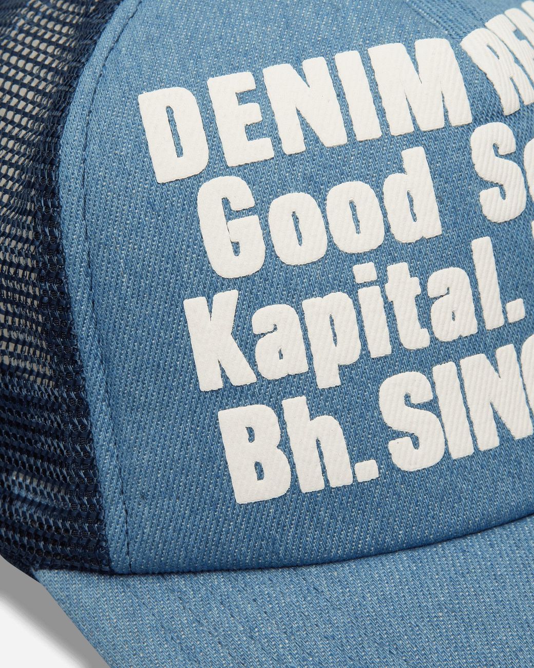 Kapital Blue Denim Repair Service Denim Track Cap for men