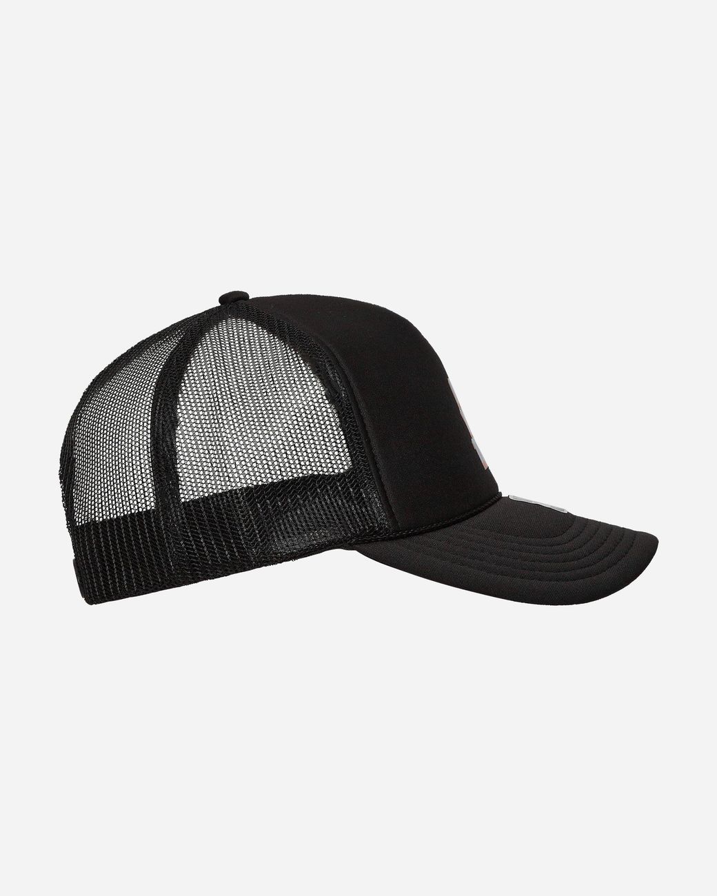 Anything Black Stacked Trucker Hat for men