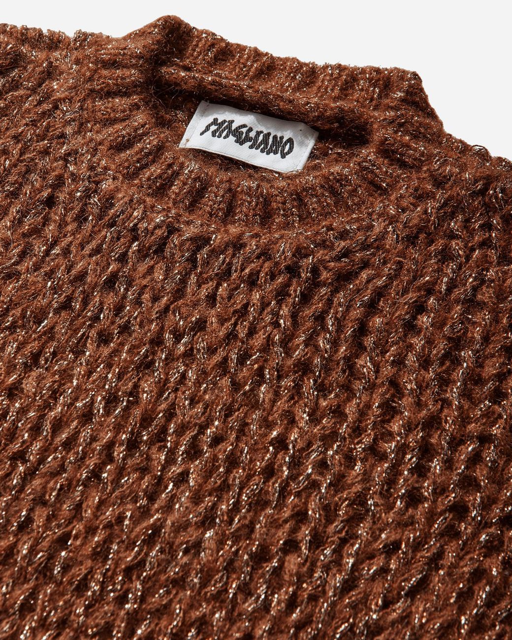 Magliano Brown Web Knit Tee Shiny Rust for men