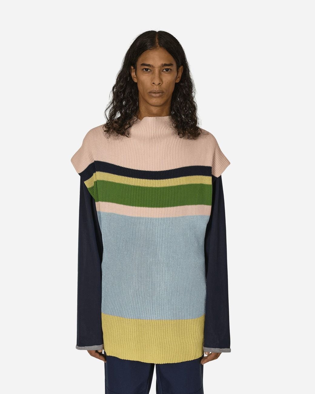 Kiko Kostadinov Blue Essick Stripe Short Sleeve Sweater Sky for men