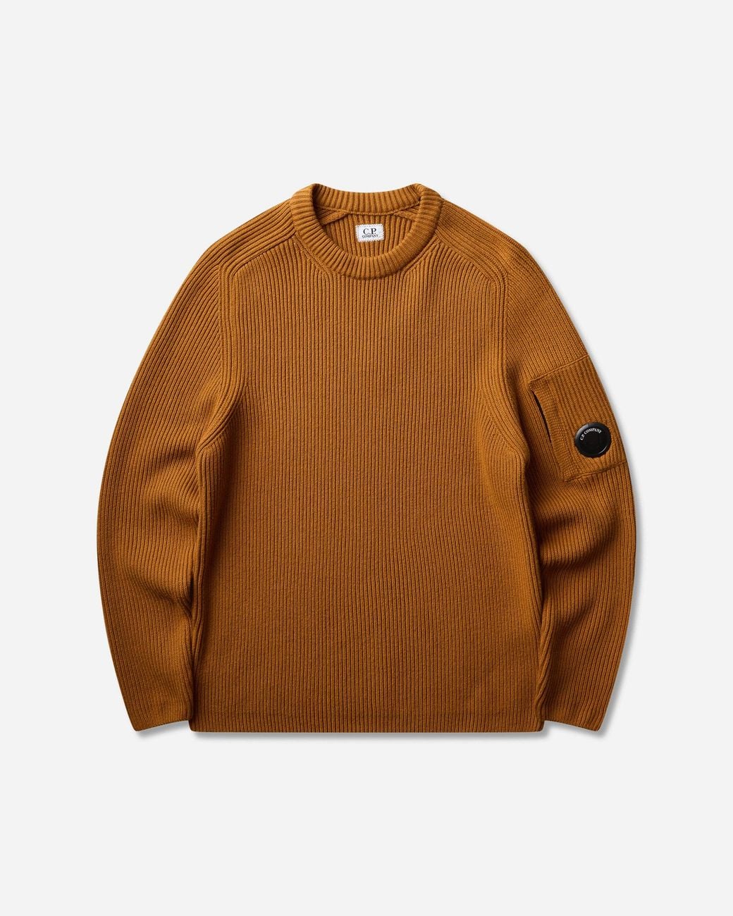 C P Company Brown Men S Full Rib Crewneck Sweater Buck Thorn for men