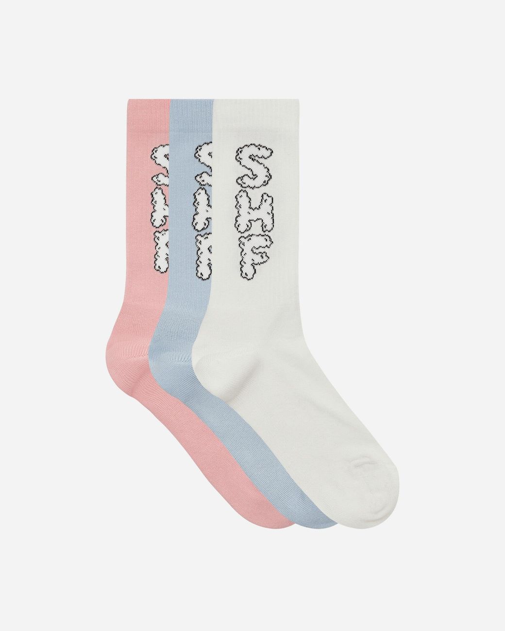 Sky High Farm White 3 Pack Cloud Logo Sock for men