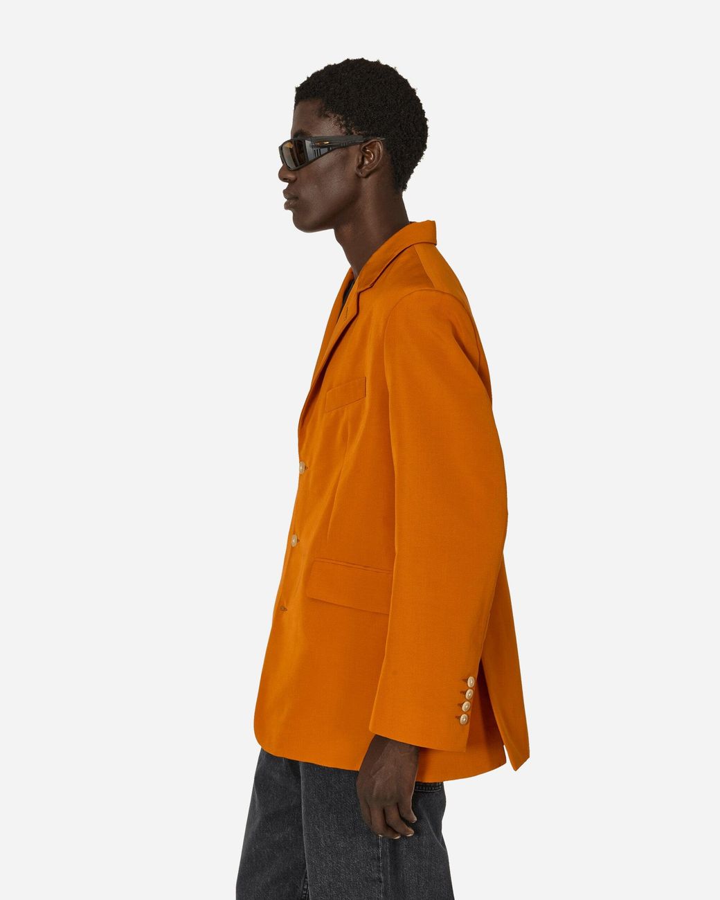 Bode Orange Ginger Faille Single-Breasted Suit Jacket for men
