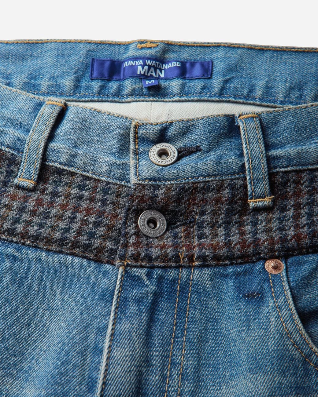 Junya Watanabe Blue S Mixed Fabric Patchwork Denim Pants for men