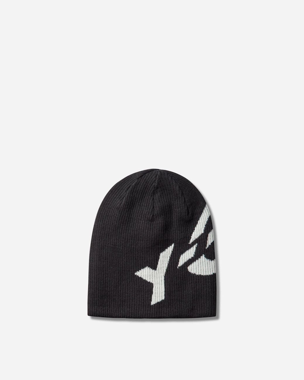 Y-3 Black Graphic Logo Beanie Cream for men