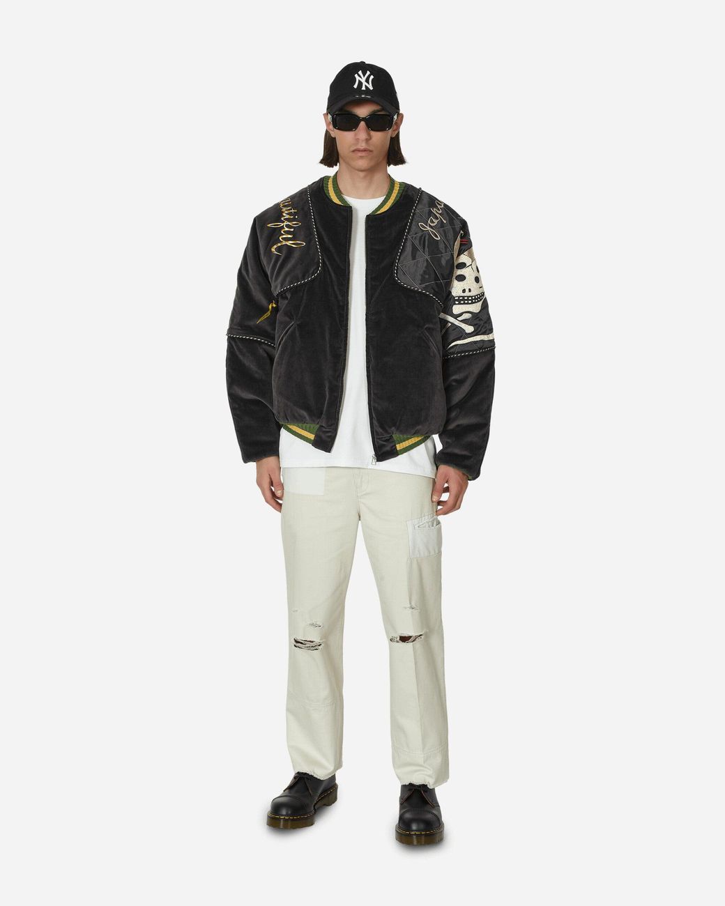 ジャケット・アウター Kapital Sham Rain Skull Snake Bomber JKT Men's Velveteen Sham Bomber Jacket (Rainskull & Snake) Black