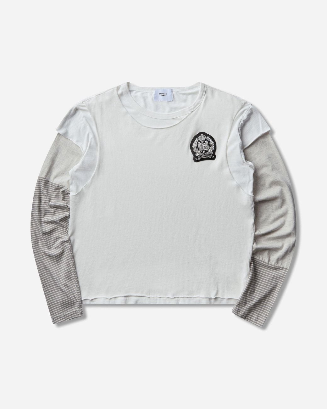 Protocol Index Gray S Layered Patch Longsleeve T-Shirt Ivory for men