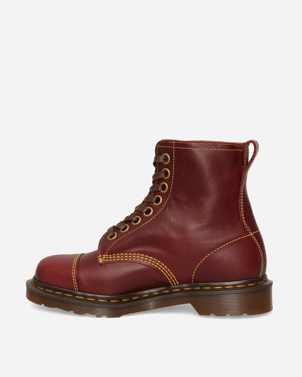Dr. Martens Brown 1460 Cappers Classic Calf Leather Lace Up Boots Burgundy for men