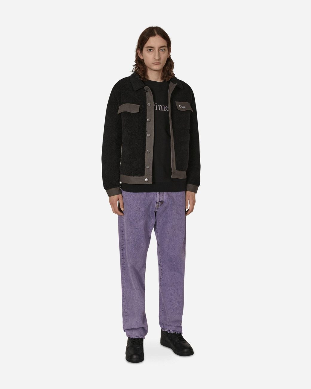 Dime Black Sherpa Denim Jacket for men