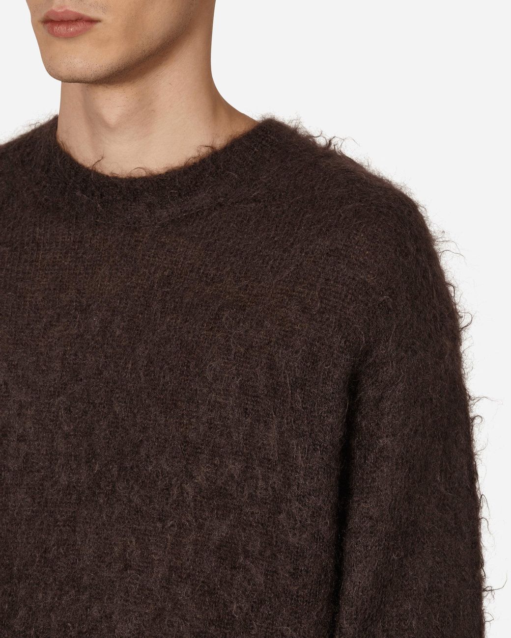 AURALEE Brushed Super Kid Mohair Sweater in Black for Men | Lyst