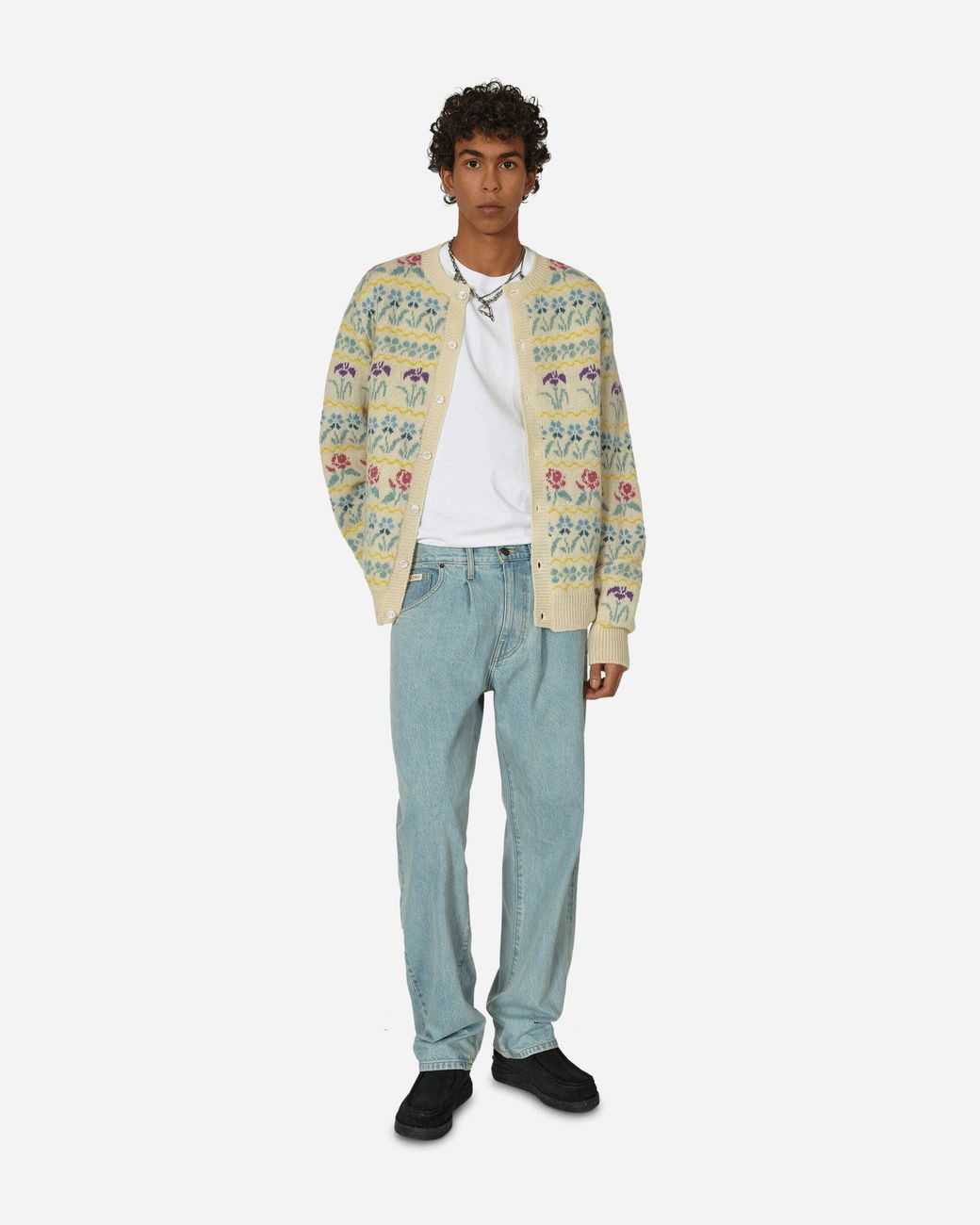 Noah Shetland Floral Cardigan Cream / Floral in Natural for Men