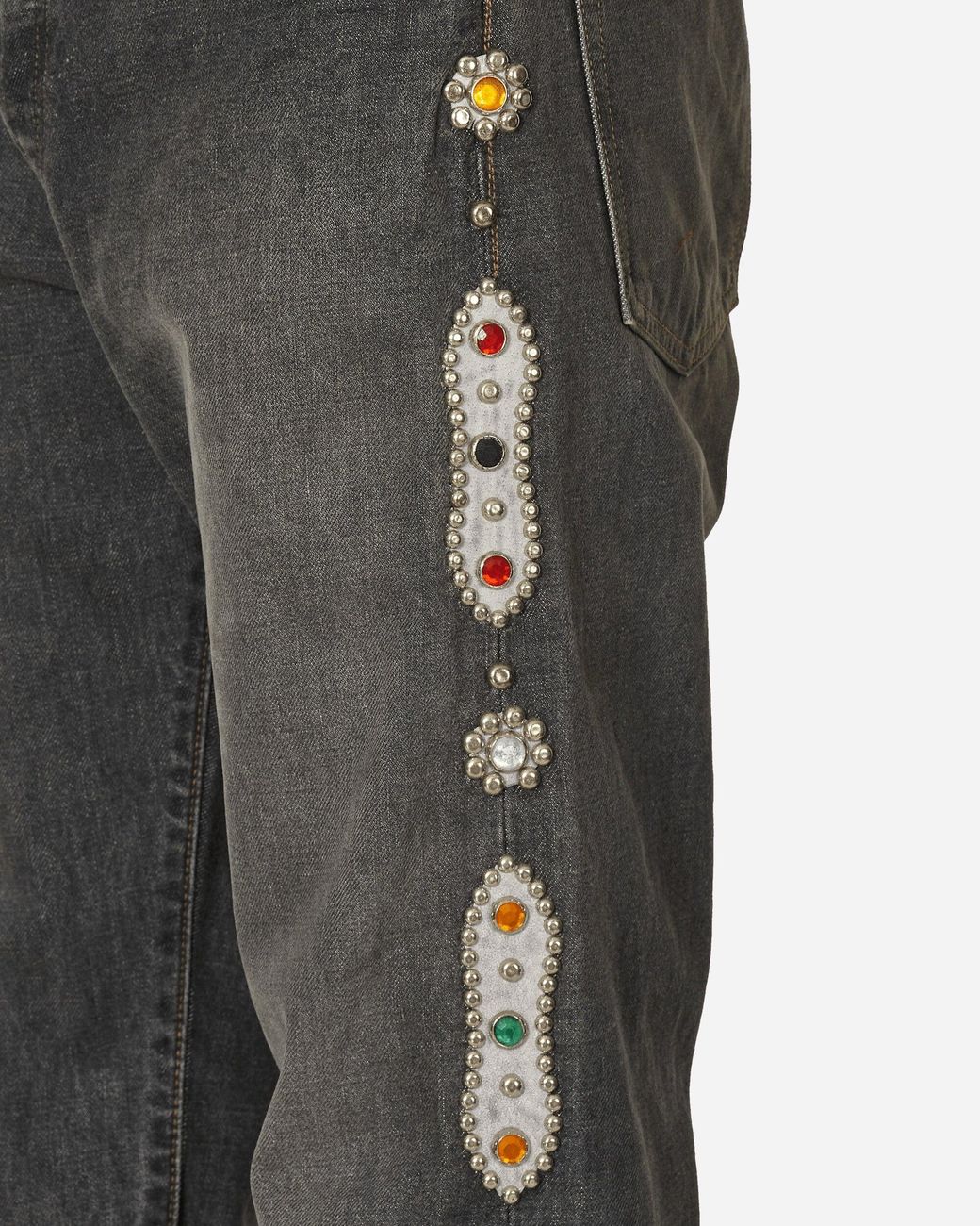 Kapital 14Oz Denim 5P Monkey Cisco (Studs) in Grey for Men Kapital 14Oz Denim 5P Monkey Cisco (Studs) in Grey for Men