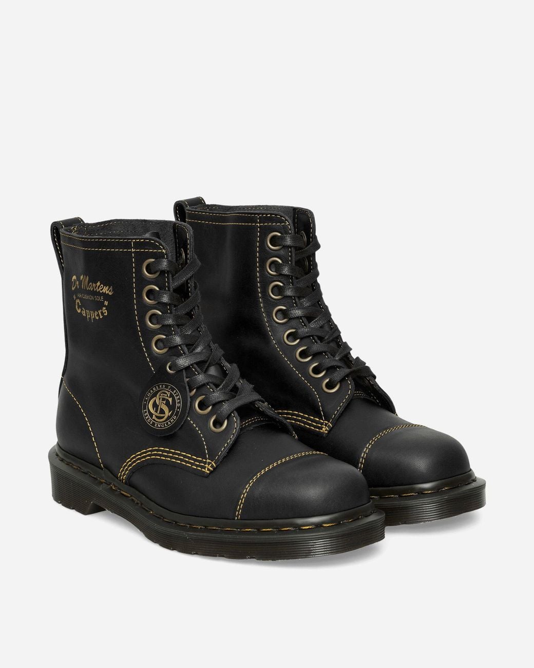 Dr. Martens Black 1460 Cappers Classic Calf Leather Lace Up Boots for men