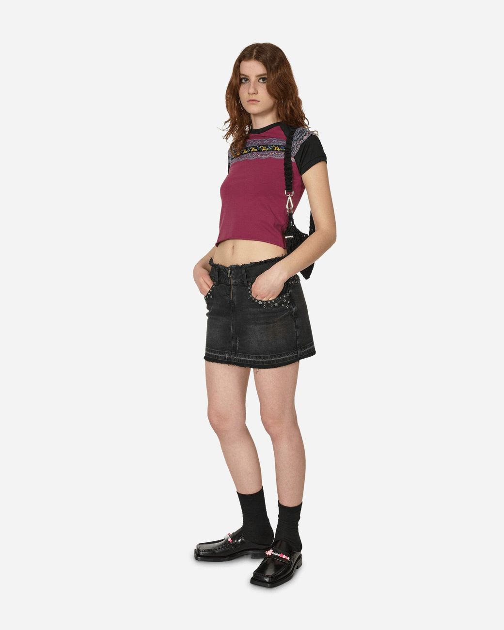 Guess Black Western Denim Skirt Used Wash