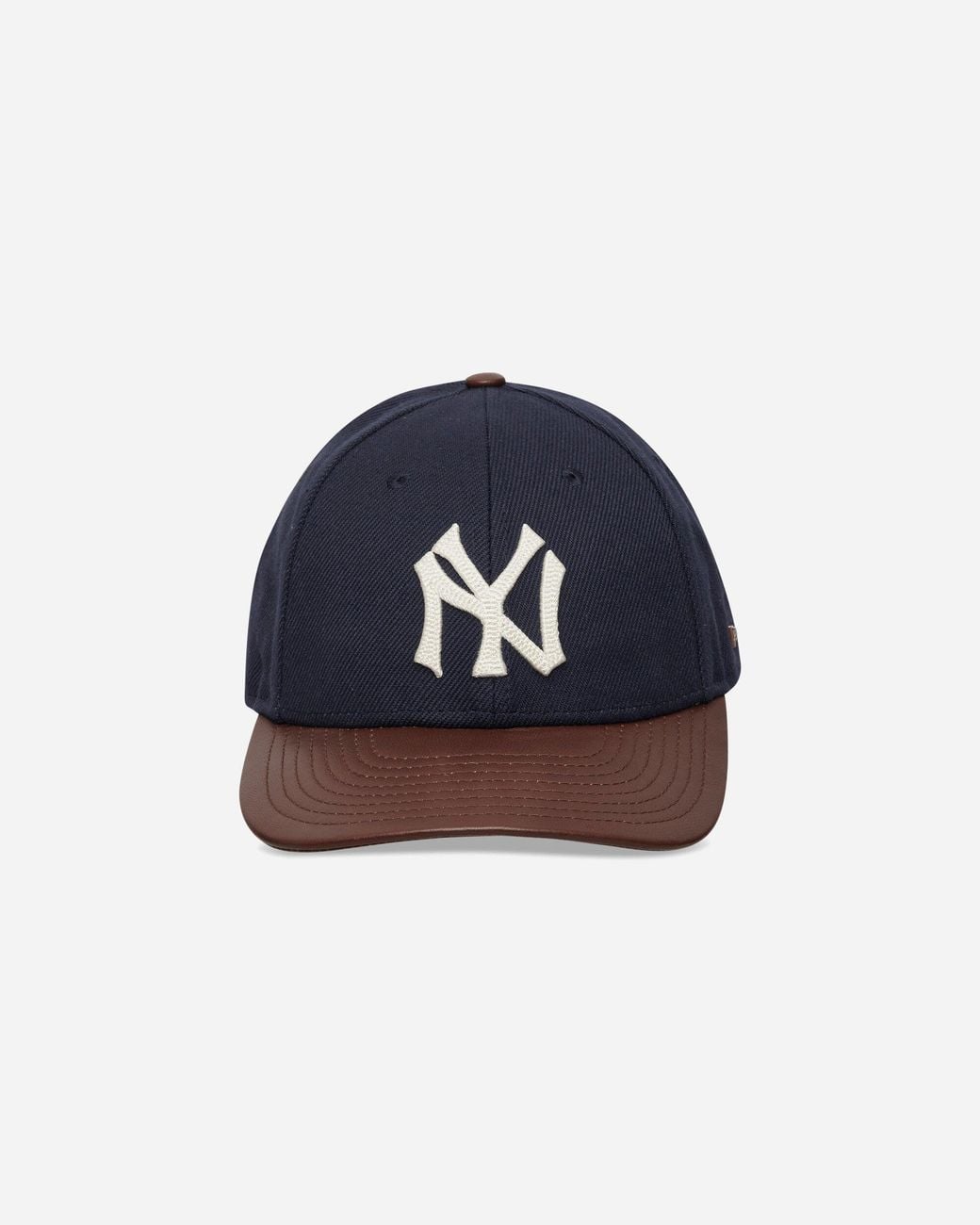 KTZ Blue Yankees Mlb Leather Visor 9forty M-crown Adjustable Cap Dark Brown for men