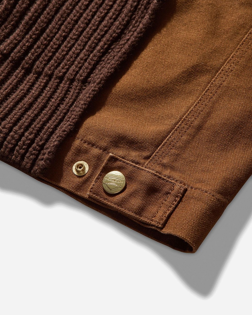 Sacai Men S Carhartt Wip Washed Duck X Wool Knit Blouson in Brown