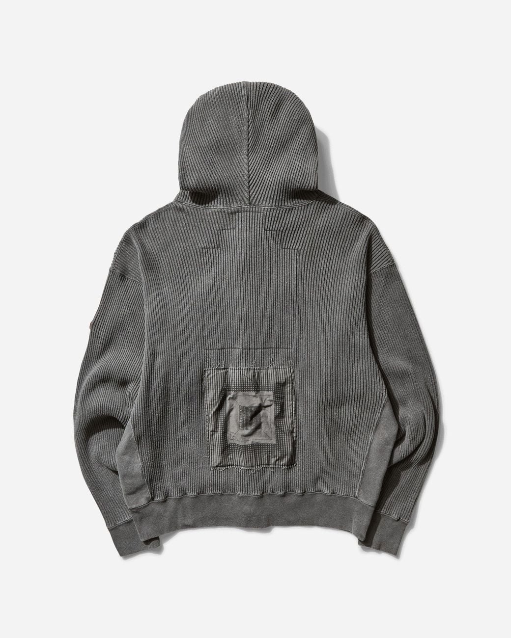 Cav Empt Men S Overdye Wide Rib Cut Zip Hoodie Charcoal in Grey