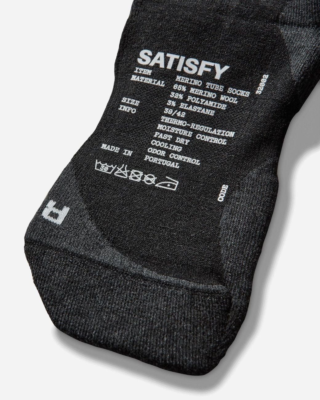 Satisfy Black Merino Nylon Tube Socks for men