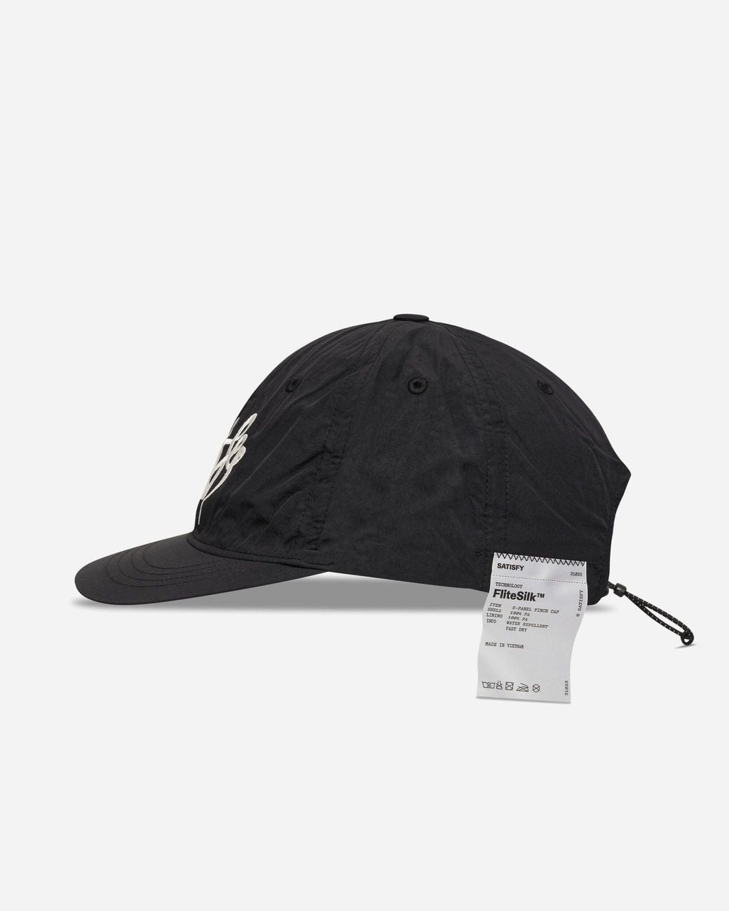 Satisfy Black Flitesilk 5‑Panel Pinch Cap Matte for men